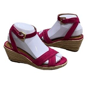 GH Bass & Co Pink Kendall Espadrille Wedge Sandals Size 7 Women’s
